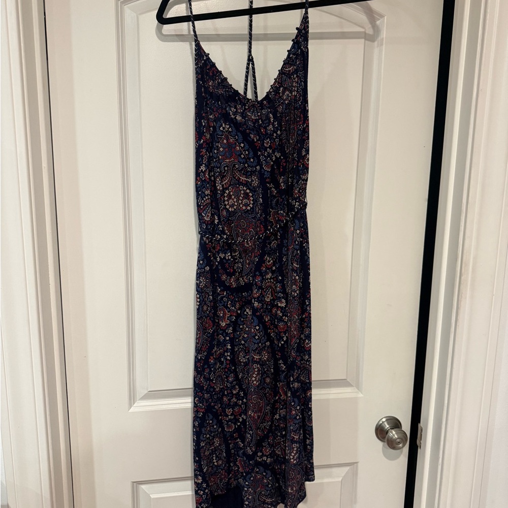 Lucky Brand Navy and Red Paisley High Low Dress